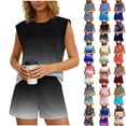 thumbnail image 1 of Frostluinai Gradient Two Piece Sets for Women Summer Spring Short Sets Tops and Shorts Beach Vacation Clothes Airport Travel Cruise Outfits, 1 of 9