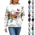 thumbnail image 1 of Frostluinai Graphic Sweatshirts for Women Crewneck Long Sleeve Floral Print Shirts Loose Fit Casual Y2K Pullover Tops S-3XL, 1 of 7