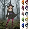 thumbnail image 1 of Frostluinai Halloween s 3-8Y Little Girls Striped Leggings High Waist Stretch Yoga Workout Tight Funny Color Block Party Leggings, 1 of 7