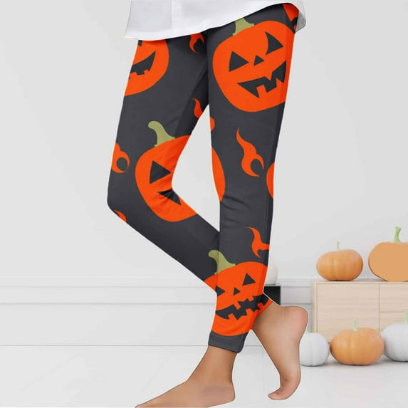 Frostluinai Halloween s Kids Leggings 3-8Y High Waist Stretch Yoga Gym Tights Cute Pumpkin Ghosts Print Leggings for Little Girl