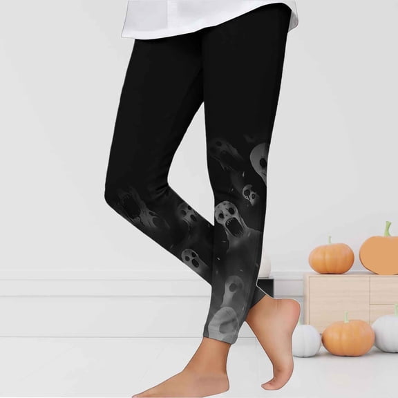 Frostluinai Halloween s Kids Leggings 3-8Y High Waist Stretch Yoga Gym Tights Cute Pumpkin Ghosts Print Leggings for Little Girl