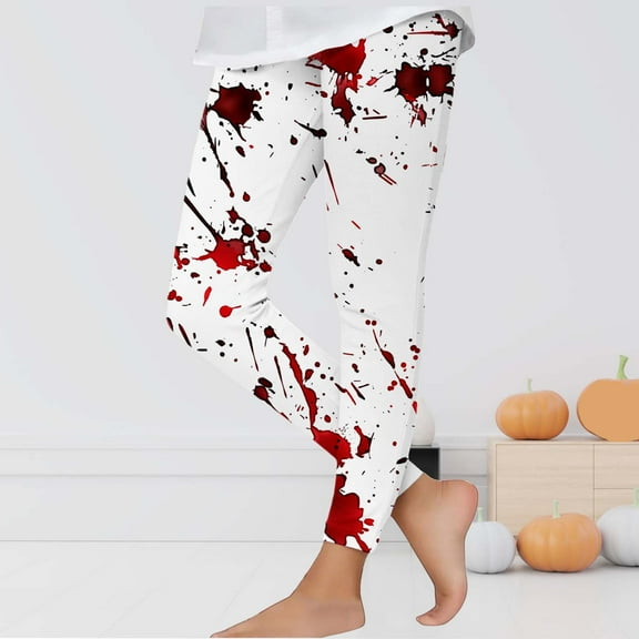 Frostluinai Halloween Legging for Kids Girls Striped Leggings Birthday Stretchy Tights Pants Funny Graphic Leggings for Toddler 3-8Y