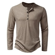 Frostluinai Henley Shirts For Men Long Sleeve Button Down Shirts Plus Size Shirts Long Sleeve Pullover Tops Blouse