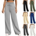 thumbnail image 1 of Frostluinai High Waist Joggers for Women Drawstring Baggy Straight Wide Leg Sweatpants Solid Casual Running Open Bottom Pants with Pocket, 1 of 8
