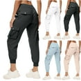 thumbnail image 1 of Frostluinai Hiking Pants for Women Drawstring High Waist Cargo Pants Lightweight Cinch Bototm Running Sweatpants Solid Outdoor Pants with Pockets, 1 of 8