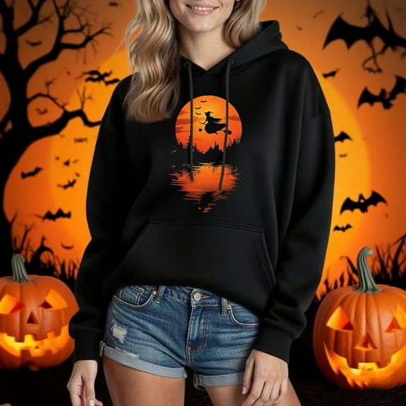 Frostluinai Holloween Hoodies for Unisex with Pocket Women Men Drawstring Long Sleeve Pullover Tops Funny Holiday Graphic Hoodies