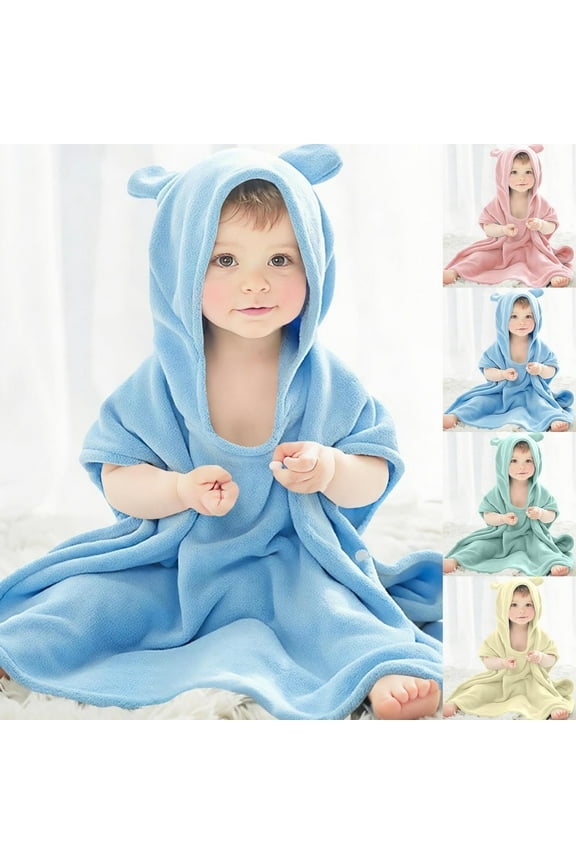 Infant Swim Coverup Boy Girl Hooded Poncho Baby Swimsuit Cover Up Flannel Pajamas Bathrobes for Beach Pool Surf 1-8Y