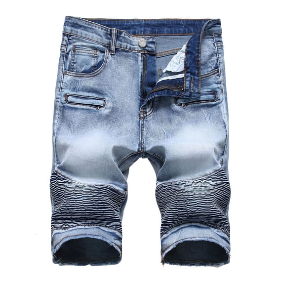Frostluinai Jeans Shorts Denim Shorts for Men Clearance 2023! Mens Cargo Shorts Ripped Denim Trunks Stretchy Washed Jeans Trunks Cut-Off Classic Fit Biker Jeans Trunks