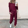 thumbnail image 1 of Frostluinai Jogger Sets for Women 2 Piece Solid Lounge 2 Piece Long Sleeve Crew Neck Pullover Drawstring Pants Lightweight Sweatsuits with Pocket, 1 of 5