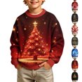 thumbnail image 1 of Frostluinai Kids Boys Fall Sweaters Christmas Tree Print Knit Sweater Tops Oversized Crewneck Long Sleeve Lightweight Pullover 5-16 Years, 1 of 8
