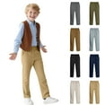 thumbnail image 1 of Frostluinai Kids Boys School Uniform Pants Stretch Cotton Chino Trousers Elastic Waist Straight Leg Pull On Pants 5-14 Years, 1 of 8