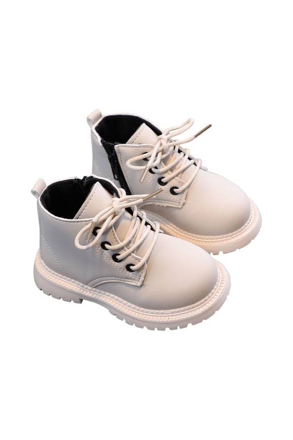Kids Classic Ankle Boots Boys Girls Lace-Up Outdoor Comfort Work Boots Toddler Shoes British Style Non-Slip Casual Soft Bottom Boot