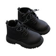 thumbnail image 1 of Frostluinai Kids Classic Ankle Boots Boys Girls Lace-Up Outdoor Comfort Work Boots Toddler Shoes British Style Non-Slip Casual Soft Bottom Boot, 1 of 5