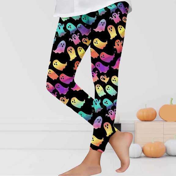 Frostluinai Kids Halloween Legging Holiday s 3-8Y Cute Pumpkin Ghosts Spider Graphic Tights High Waist Stretch Sport Leggings