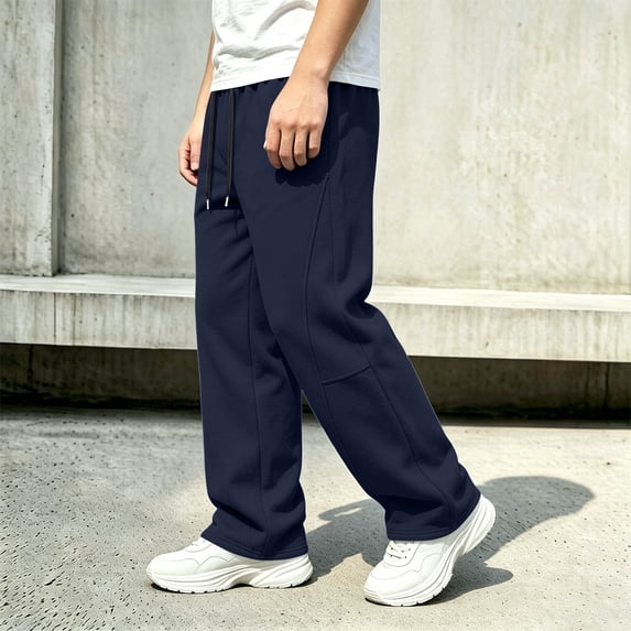 Frostluinai Kids Sweatpants Boys Baggy Open Bottom Joggers Elastic Waist Thin Fleece Line Sweat Pants Warm Solid with Pocket 5-15 Years