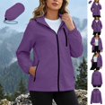thumbnail image 1 of Frostluinai Lightweight Rain Jacket Women Packable Wind Breaker Light Rain Jacket Hooded Outerwear Waterproof Travel Raincoat with Hidden Pockets S-XXL, 1 of 9