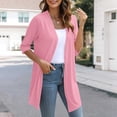 thumbnail image 1 of Frostluinai Lightweight Summer Cardigan 3/4 Sleeve Open Front Casual Cardigans Solid Loose Fit Draped Cardigans Irregular Hem Duster, 1 of 8
