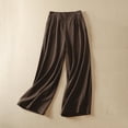 thumbnail image 1 of Frostluinai Linen Wide Leg Pants for Women Elastic Waist Baggy Straight Leg Pants Solid Lounge Palazzo Pants Plus Size Comzy Work Tourses with Pocket, 1 of 3