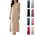 thumbnail image 1 of Frostluinai Long Nightgowns for Women Sleeveless Henley Tank Sleep Dress Solid Soft Comfy Sleepwear Comfortable Long Night Gowns XL-5XL, 1 of 10