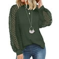 thumbnail image 1 of Frostluinai Long Sleeve Shirts For Women Plus Size Work Tops Business Casual Loose Lace Blouse Shirts Crew Neck Pull Over Sweatershirt, 1 of 4