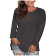 thumbnail image 1 of Frostluinai Long Sleeve Shirts for Women Plus Size Crew Neck Tunic Tops Solid Color Soft Tshirts Fall Loose Fit Pullover Gifts for Women, 1 of 6