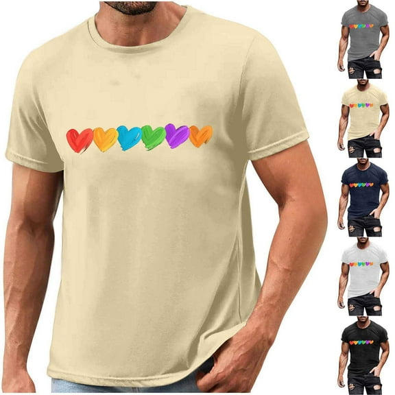 Frostluinai Love is Love T-Shirt for Men Rainbow Pride Shirts LGBQT Gestural Heart Graphic Tee Shirt Equality Tee Tops