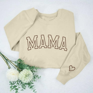 Frostluinai Mama Sweatshirts Women Long Sleeve Oversized Pullover Tops Crew Neck Funny Letter Print Sweat Shirts Loose Fit Sweatshirts Clearance
