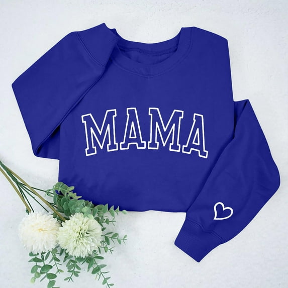 Frostluinai Mama Sweatshirts Women Long Sleeve Oversized Pullover Tops Crew Neck Funny Letter Print Sweat Shirts Loose Fit Sweatshirts Clearance