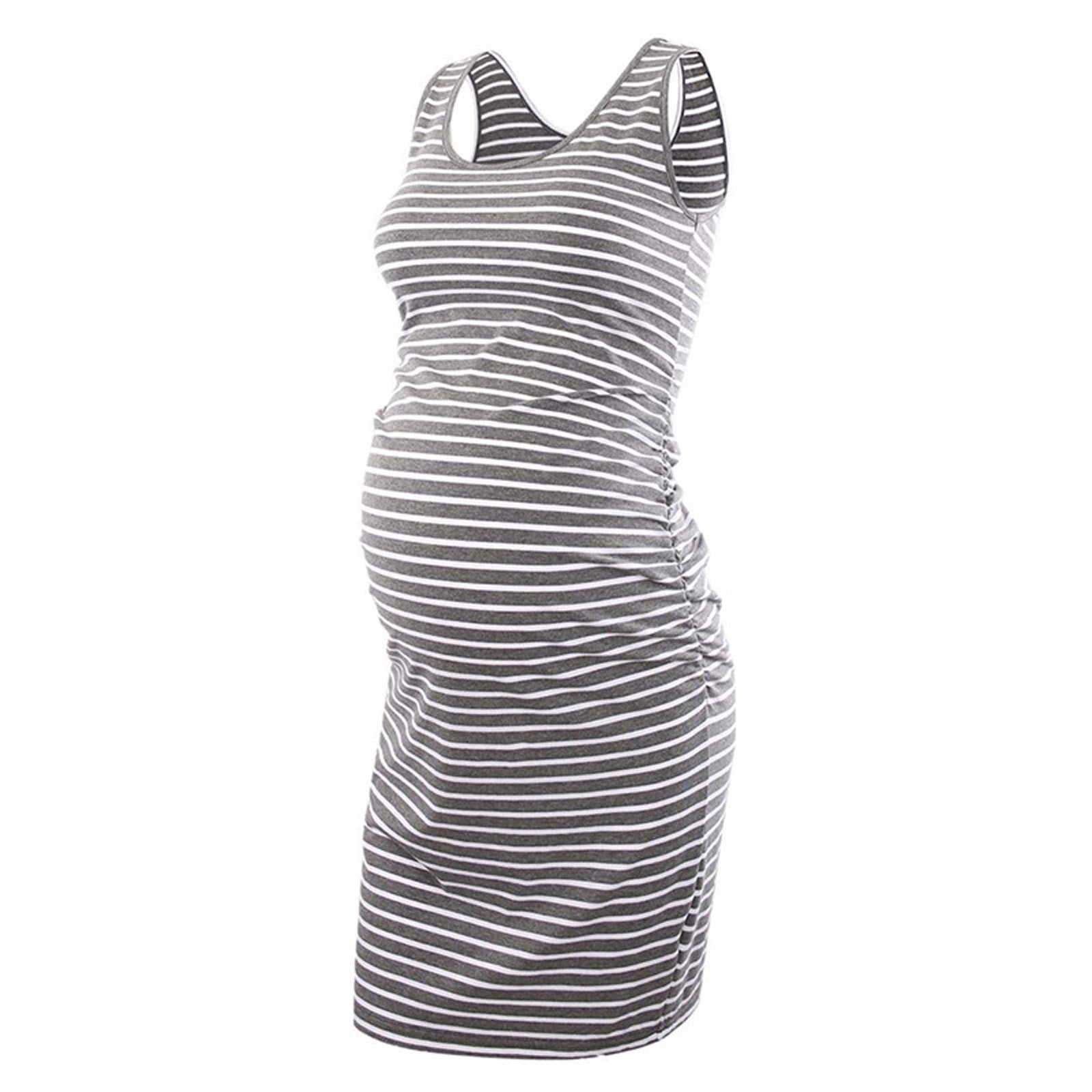 Rnxrbb Women's Summer Sleeveless Maternity Dress - Scoop Neck Bodycon Pregnancy Tank Dress (S-2XL)