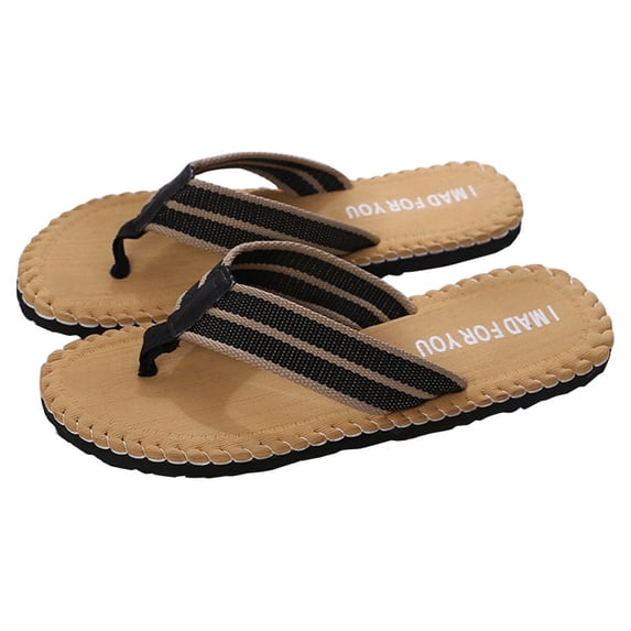 Frostluinai Men Yoga Mat Flip Flops Comfortable Arch Support Non-Slip Thong Sandals With Fashion Leather Straps For Outdoor Summer Beach