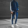 thumbnail image 1 of Frostluinai Men's 2 Pieces Full Zip Tracksuits Golden Velvet Color Block Sport Suits Casual Outfits Long Sleeve Stand Collar Jacket Jogger Pants, 1 of 8