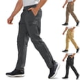 thumbnail image 1 of Frostluinai Men's Hiking Cargo Pants Lightweight Cotton Outdoor Military Cargo Pants Elastic Waist Solid Baggy Work Pants with Pocket, 1 of 5