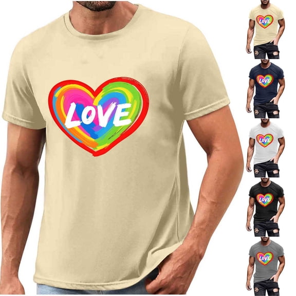 Frostluinai Men's Love is Love T-Shirt LGBTQ Gifts Short Sleeve Crew Neck Rainbow Tshirts Casual Holiday Party Graphic Tees