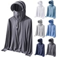 thumbnail image 1 of Frostluinai Men's Zip Front Sun Hoodie Drawstring Long Sleeve SPF UV Protection Jackets Solid Big and Tall Hiking Outdoor Athletic Jacket, 1 of 3