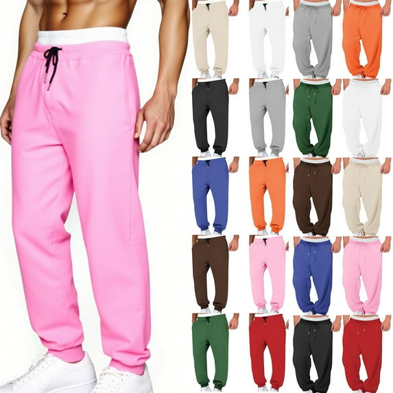 Frostluinai Mens Sweatpants Open Bottom Athletic Baggy Straight Leg Pants Casual Drawstring Waist Fleece Joggers with Pockets