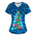 thumbnail image 1 of Frostluinai Merry Christmas Women's Scrubs V Neck Soft Xmas Tree Scrubs Tops Sparkly Graphic Short Sleeve Scrubs Shirts with Pockets, 1 of 2