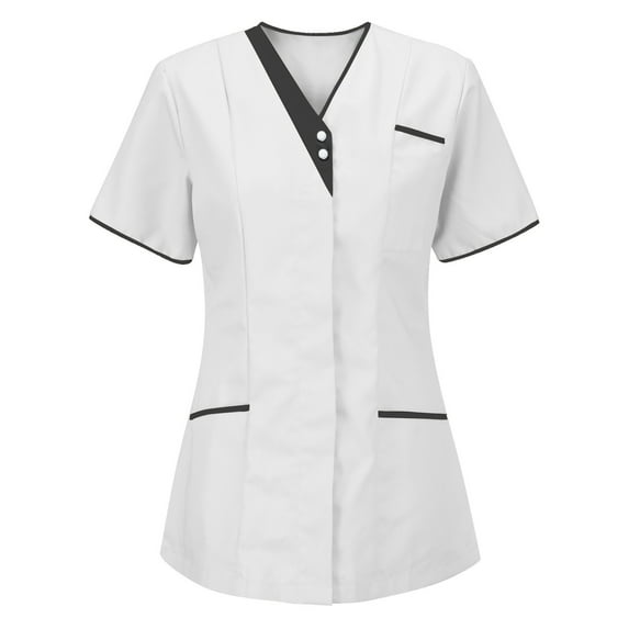 Frostluinai Nursing Uniform For Womens Scrubs Tops Color Casual Working Uniform With Pocket V-Neck Work Utility & Safety Tops Nursing Worker Protective Clothing Top