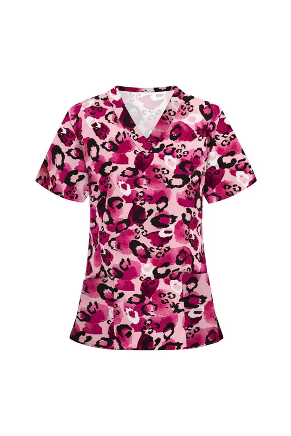 Nursing Uniform For Womens Scrubs Tops Color Casual Working Uniform With Pocket V-Neck Work Utility & Safety Tops Nursing Worker Protective Clothing Top