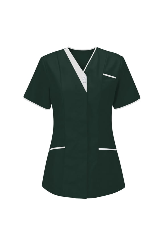 Nursing Uniform For Womens Scrubs Tops Color Casual Working Uniform With Pocket V-Neck Work Utility & Safety Tops Nursing Worker Protective Clothing Top