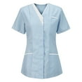 thumbnail image 1 of Frostluinai Nursing Uniform For Womens Scrubs Tops Color Casual Working Uniform With Pocket V-Neck Work Utility & Safety Tops Nursing Worker Protective Clothing Top, 1 of 3