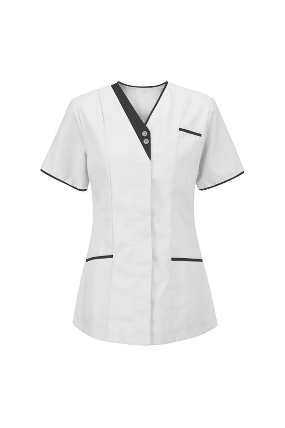 Nursing Uniform for Womens Scrubs Tops Color Casual Working Uniform with Pocket V-Neck Work Utility & Safety Tops Nursing Worker Protective Clothing Top