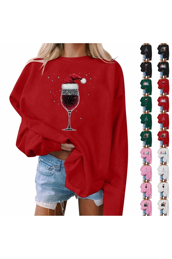 Oversized Ugly Sweatshirts Women Long Sleeve Crew Neck Xmas Graphic Pullover Casual Loose Fall Sweat Shirts