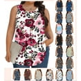 thumbnail image 1 of Frostluinai Plus Size Gradient Tank Tops Women Sleeveless Loose Fit Tanks Crew Neck Casual Pleated Tunics Cotton Summer Tank Shirts, 1 of 6
