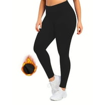 Frostluinai Plus Size Leggings for Women High Waist Fleece Yoga Leggings Stretchy Butt Lifting Leggings Solid Color Athletic Leggings
