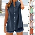 thumbnail image 1 of Frostluinai Plus Size Tank Tops for Women Henley Sleeveless Shirts Summer Button Down Shirts Solid Cotton Linen T Shirts Plus Size Blouses, 1 of 8