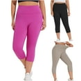 thumbnail image 1 of Frostluinai Plus Size Yoga Capri Pants Women High Waist Stretchy Workout Leggings Solid Slim Fit Comzy Athletic Gym Capris XL-4XL, 1 of 7
