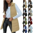thumbnail image 1 of Frostluinai Puffer Vest Women Stand Collar Sleeveless Long Quilted Jacket Zip Up Lightweight Warm Padded Gilet Coat Outerwear with Pocket, 1 of 10