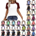 thumbnail image 1 of Frostluinai Raglan Baseball Shirt Women Short Sleeve Crewneck Jersey Tops Summer Casual Color Block Workout Athletic Tunic Shirts, 1 of 10