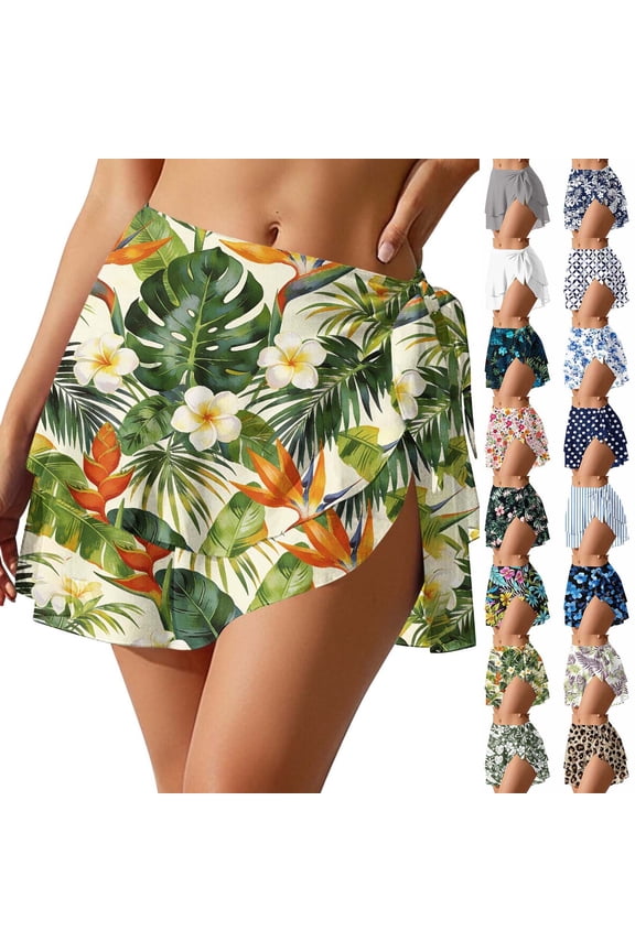 Sarong Wraps Skirts for Women Chiffon Beach Swimsuit Coverup Sheer Skirts Boho Floral Print Bathing Suit Cover Up Skirt for Swimwear