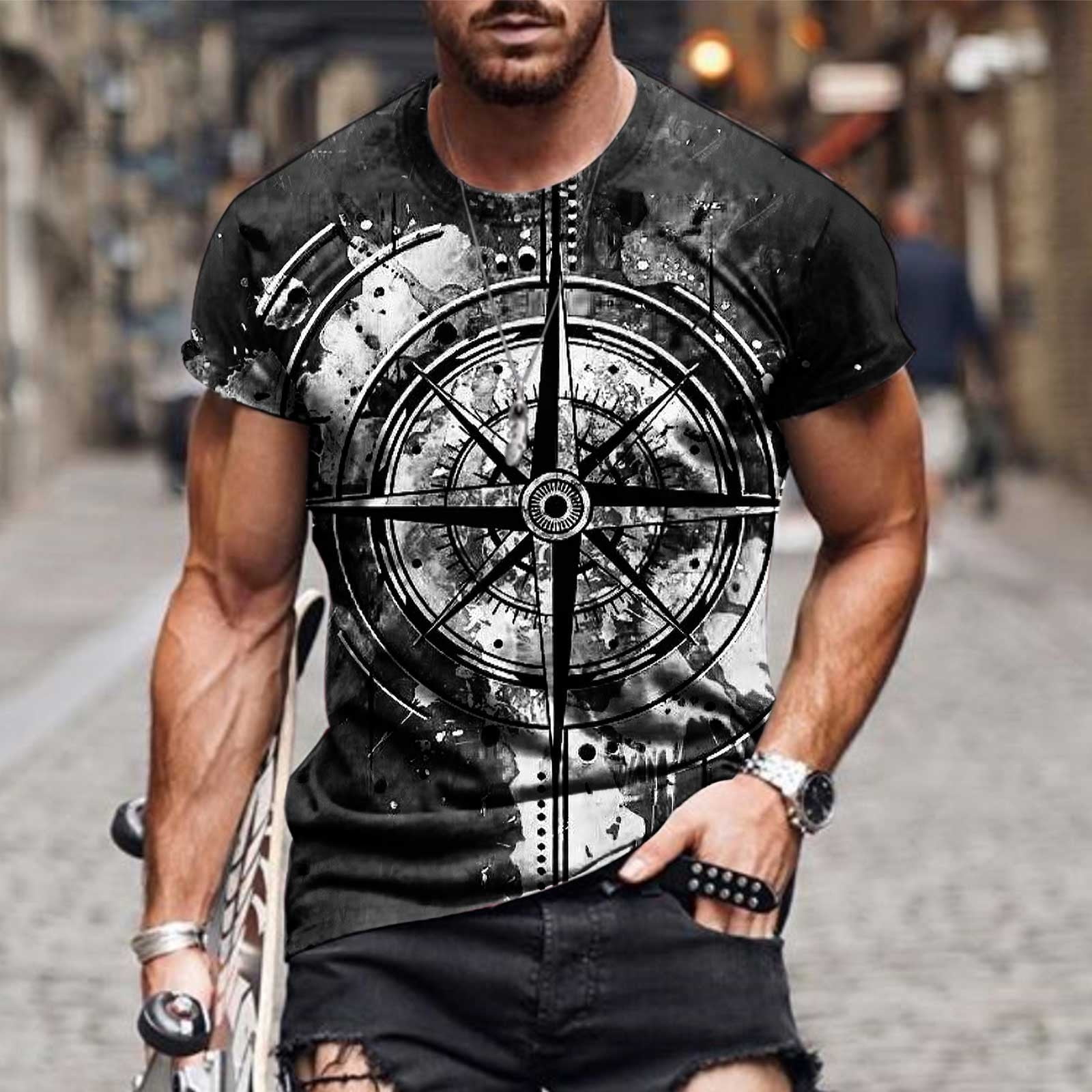 Frostluinai Savings Clearance 2023! Mens Gym Workout Slim Fit Short Sleeve  T-Shirt Athletic Shirts Running Fitness Tee Floral Printed Pattern Tees